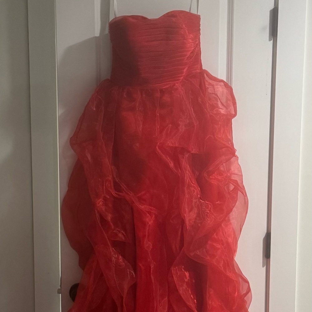 Elegant Red Strapless Gown
